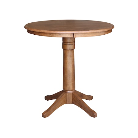 International Concepts Round 36 in Round Top Pedestal Table, 35.9 in Height, Distressed Oak, 36 in W, 36 in L, 35.9 in H K42-36RT-27B-6B